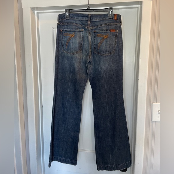 7 For All Mankind Dojo Flare Jeans Dark Wash Size 31 - Picture 10 of 13